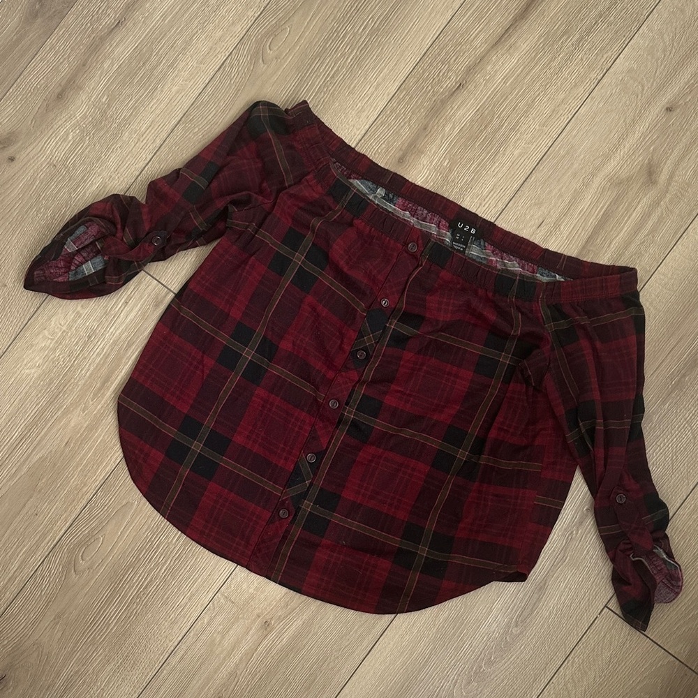 Plaid Off-Shoulder Skirt